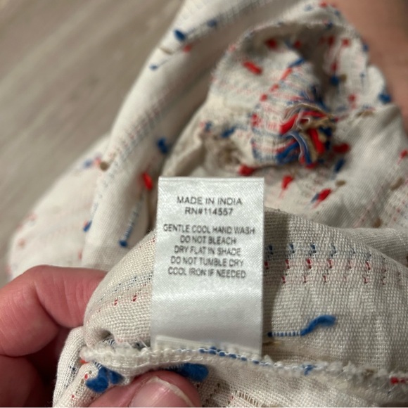 THML Boho textured Aztec look fringed shirt with short flutter sleeves Large - Picture 8 of 12